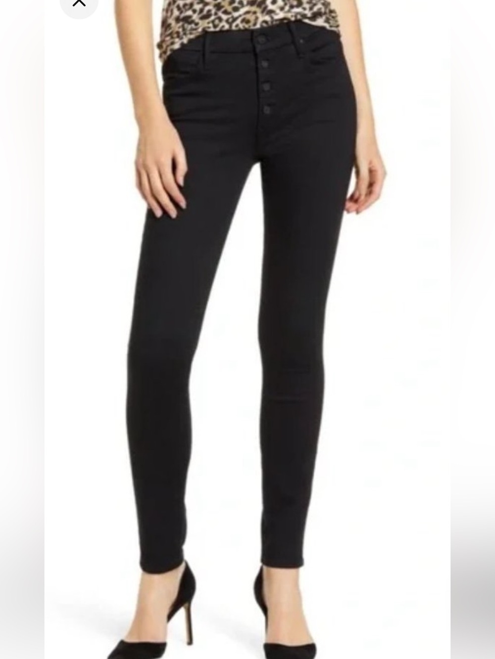 MOTHER Black The Pixie Not Guilty Jeans Size 25 Exposed Button Fly Stretch Denim